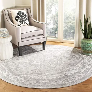 Safavieh Traditionell Teppich für Wohnzimmer, Esszimmer, Schlafzimmer - Brentwood Collection, Kurzer Flor, Creme und Grau, 160 x 160 cm