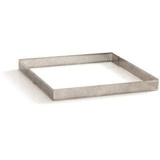 Decora 0064052 QUADRATISCHE PERFORIERTER Edelstahl BACKRAHMEN 15 X 15 X 3,5H cm, 18/8 Stainless Steel, Silber/schwarz