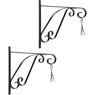 relaxdays 2er Set Blumenampel Halterung - Schwarz