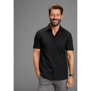 Kurzarmhemd MAN'S WORLD, Herren, Gr. 49/50 (4XL), N-Gr, schwarz (schwarz, uni), Obermaterial: 55% Baumwolle, 45% Polyester, unifarben, Basic, normal, gerader Abschluss, Hemden Kurzarmhemd, Kurzarm, Topseller