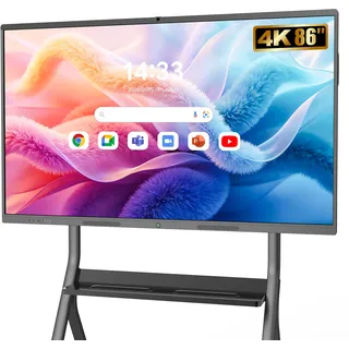 YCKJNB 86" Interaktives Whiteboard 4K UHD, Smartboard mit Touchscreen Microphone & Kamera, Android 8GB+128GB, WiFi/Bluetooth/HDMI, inkl. Wandhalterung, Digitale Smart Board für Schule Business & Büro