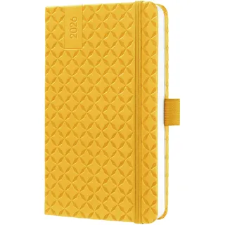 Sigel J6116 Wochenkalender 2026 A6 gelb, Hardcover, Gummiband, Stiftschlaufe, Einstecktasche, 174 Seiten, vegan, Buchkalender, Terminplaner Taschenkalender Jolie