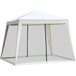 Outsunny Gartenpavillon 3 x 3 m inkl. Seitenteile Cremeweiß