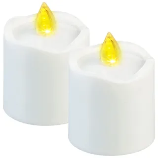 PEARL LED Grabkerzen: 2er-Set flackernde LED-Grablicht-Kerzen, leuchtet Tag & Nacht, weiß (Grablicht 180 Tage, mit Flackereffekt, Flamme)