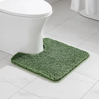 MIULEE Badematte WC Badteppich U Förmige rutschfest Matcha-Grün 50x50 cm | Weiche Deko Matte Fußmatte Flauschig Teppich Waschbar Badteppich Badvorleger Badezimmerteppich für Toilett Badezimmer