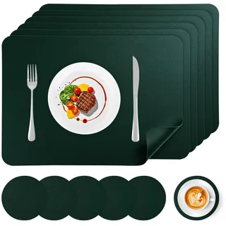 APLKER Tischsets Abwaschbar 6er Set und Untersetzer Lederoptik Platzsets