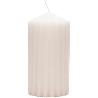 Rivièra Maison Stumpfe Kerze, Beige, gerippt, 7 x 13 cm, gerippt, weiß, Rib Pillar Candle – Paraffin