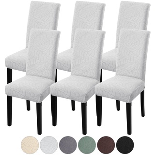 Fuloon Stuhlhussen 6er Set,Universal Stretch Stuhlbezug Moderne Stuhlüberzug Elastische Abnehmbar Waschbar Bezüge für Esszimmerstühle Schwingstuhl Hotel, Restaurant Dekor