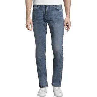Tom Tailor DENIM Herren Piers Slim Jeans, blau, Logo Print, Gr. 34/36
