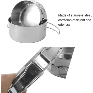 8-teiliges Outdoor-Pfannenset aus Edelstahl, stapelbar, Wandertopf, Camping-Kochgeschirr, Antihaft-Picknick-Kochschüssel-Set