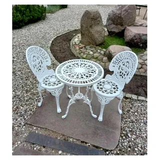 Gartenstuhl aus Gusseisen im Retro-Vintage-Stil, rund 85 cm (Weiß) - Weiß