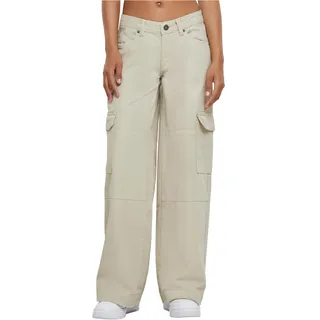Urban Classics Damen Hose Ladies Low Waist Cargo Denim Offwhite raw 28
