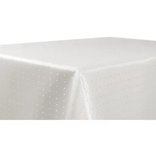 BEAUTEX Tischdecke Damast Punkte - Bügelfreies Tischtuch - Fleckabweisende, Pflegeleichte Tischwäsche - Tafeltuch, Eckig 160x260 cm, Champagner
