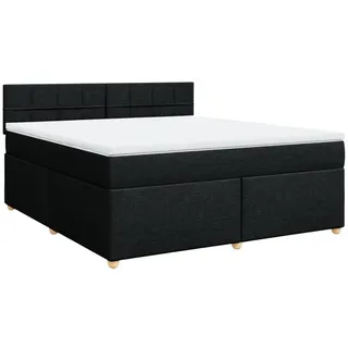 vidaXL Boxspringbett mit Matratze Schwarz 180x200 cm Stoff - Schwarz