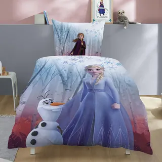 Disney Frozen Mädchenbettwäsche Set mit ELSA & Anna Motiv (2-teilig) - Flauschig warme Fleece Bettwäsche 135x200 80x80 cm mit Reißverschluss - Wendemotiv, Maschinenwaschbar, Öko-Tex Zertifiziert