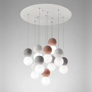 Sfera - 10-flammige Pendelleuchte mit Betonkugeln und Opalglas - 10 x G9, max. 10 x 7 W, modernes Design, IP20, ohne Leuchtmittel