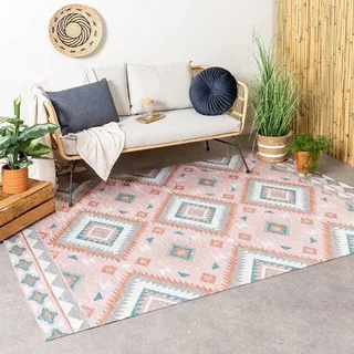 Outdoor Teppich Boho - Vedra Aztec Rosa - 80x150 cm - Garten, Terrasse - FRAAI | Home & Living - Boho, Klassik, Modern, Skandinavisch, Retro - Rosa