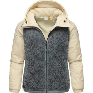 Ragwear Sweatjacke Outdoorjacke Leeloo«, Damen Übergangsjacke aus Teddy-Kunstfell mit gesteppten Ärmeln grau