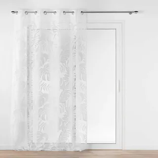 Douceur d'Intérieur Magnolia Ösenvorhang, durchscheinend (140 x 240 cm), Ausbrenner-Voile mit Metallic-Optik