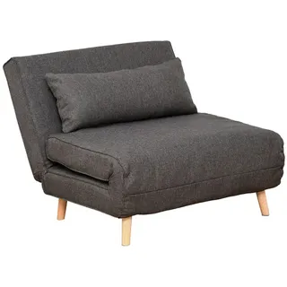 Homcom Schlafsofa Sofabett Klappsofa verstellbar Rückenlehne Liege nordisch skandinavisch 25D Schaumstoff Haus Leinenimitat Tannenholz Grau 94 x 95 x 80 (BxTxH)