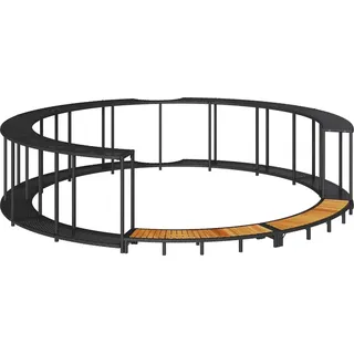 Whirlpool-Umrandung mit Stauraum Holztreppe Schwarz Poly Rattan - Schwarz