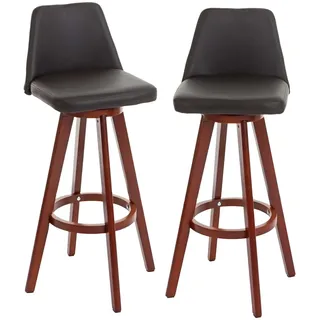 Mendler 2er-Set Barhocker HWC-C43, Barstuhl Tresenhocker, Holz Kunstleder drehbar MVG- braun - Braun