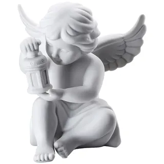Rosenthal Engel mit Laterne aus weißem Biskuit-Porzellan, kleine Engelfigur Weihnachtsdeko, Schutzengel Deko 9,9 x 9,9 cm, elegante Engelsfigur Festtagsdeko, Engelfiguren, Weihnachten, Sammlergeschenk