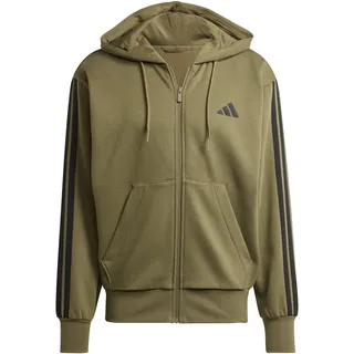 adidas Essentials 3-Streifen Fleece Zipper Hoodie Herren Olive strata/Black M