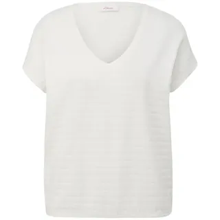 s.Oliver Damen 2148487 T-Shirt mit Musterstruktur, Creme, 40