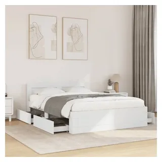 vidaXL Bettgestell mit Kopfteil ohne Matratze Weiß 140x200 cm - Weiß