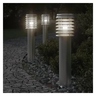 vidaXL Wegeleuchten mit Steckdose 3 Stk. Silbern 60 cm Edelstahl