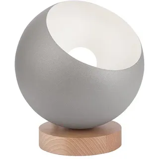 Licht-Erlebnisse Zora Tischleuchte H: 19 cm Ø17 cm Silber E27 Holz Metall Kugel