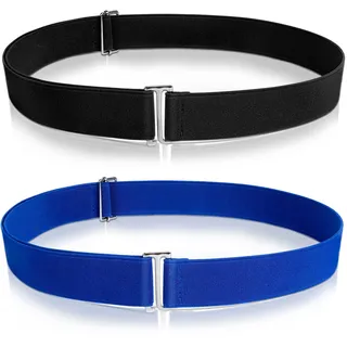 AiQInu 2 Stück Elastischer Gürtel Damen Herren 52-100cm, Stretchgürtel Taillengürtel Stoffgürtel für Kleid Jeans (Schwarz, Marineblau)