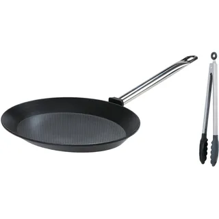 GSW Fischpfanne »Gastro Traditionell« Aluminiumguss Set, 3 Stk. tlg. 40x28 cm, incl. Multizange 30 cm, Induktion, silberfarben