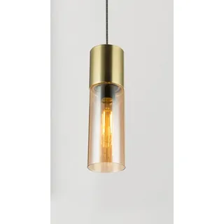 Globo Pendelleuchte Annika Messing matt Amber 1-flammig Ø 10,5 cm