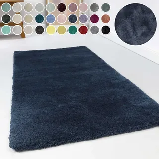 Hochflor-Teppich ESPRIT "Relaxx ESP-4150" Gr. 2, blau (dunkelblau), B:80cm H:25mm L:150cm, Kunstfaser, Teppiche, Hochflor-Teppich, Wohnzimmer, sehr große Farbauswahl, weicher dichter Hochflor