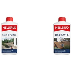 MELLERUD Stein & Platten Intensivreiniger | 1 x 1 l & Holz & WPC Reiniger | 1 x 1 l | Zuverlässige Tiefenreinigung von Allen Holz-, WPC- und BPC-Arten im Innen- und Außenbereich