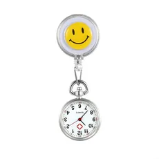 Silverora Schwesternuhr Schwesternuhren mit Clip Krankenschwester Uhren Kartoon Smile Gesicht Nurse Watch Uhr zum anstecken Pflege Uhr Arzt Uhr