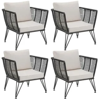 Tectake Garten-Loungesessel Sundo 75,5 x 67 x 71 cm dunkelgrau 4 St.