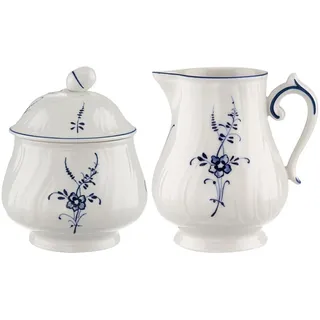 Villeroy & Boch "Milch- und Zucker-Set Vieux Luxembourg 2er Set weiß-blau", Spülmaschinengeeignet, Mikrowellengeeignet,