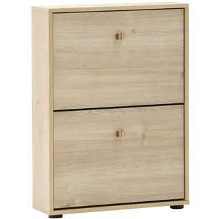 Schildmeyer Schuhschrank Schuhkipper Flora 160785, weiß Eiche Dekor/goldfarben, 59,8 x 19,5 x 83,2 cm