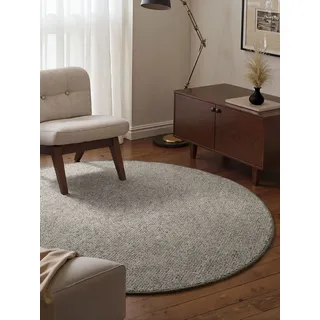 HANSE Home Teppich "Wolly 2" rund 12 mm Höhe Flachgewebe, Skandi, Woll-Optik, Esszimmer, Wohnzimmer, Flur, grau