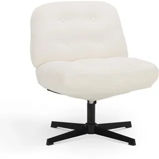 COLAMY Ergonomischer Bürostuhl Ohne Rollen, Schneidersitz Stuhl, Criss Cross Chair, 360° Drehbar Lehnstühle Lounge, Schminktisch Stuhl für Home Office, Weiß