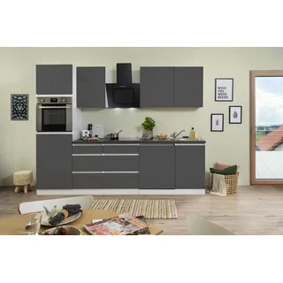Respekta Küchenzeile 280 cm Grau/Weiß