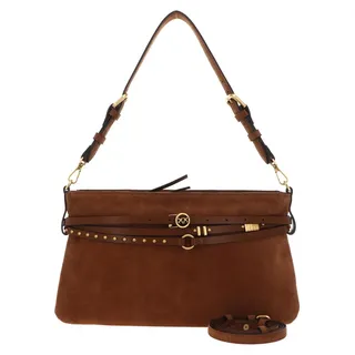 PINKO Umhängetasche Schultertasche Belt Bag Classic Suede Brown - Lion - Antique Gold braun - Braun