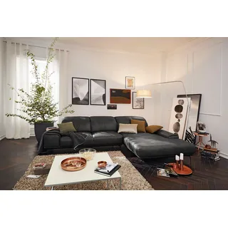 Musterring Wohnlandschaft "MR 2490 Ecksofa mit erstklassigem Sitzkomfort, Long-Life-Leder" Fuß schwarz, Sitzhöhe 48cm, wahlweise mit Funktionen, Maße 342x207 cm, anthrazit, s