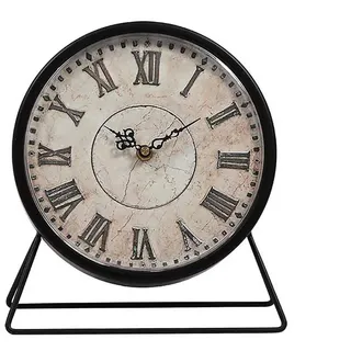 SWHONG Vintage Schwarz Tischuhr Lautlos Nicht tickend 9 Zoll Analog Metall Schreibtischuhr Klassische Retro Wohnzimmer Schlafzimmer Büro Manteluhr Geschenk