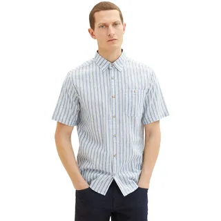 TOM TAILOR Herren 1034902 Hemd, 31243 - Blue Navy White Stripe, L
