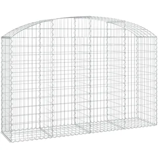 vidaXL Gabione mit Hochbogen 200x50x120/140 cm Verzinktes Eisen