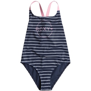 Roxy Bico Basic Stripe - Hinten überkreuzter Badeanzug für Mädchen 6-16 Blau